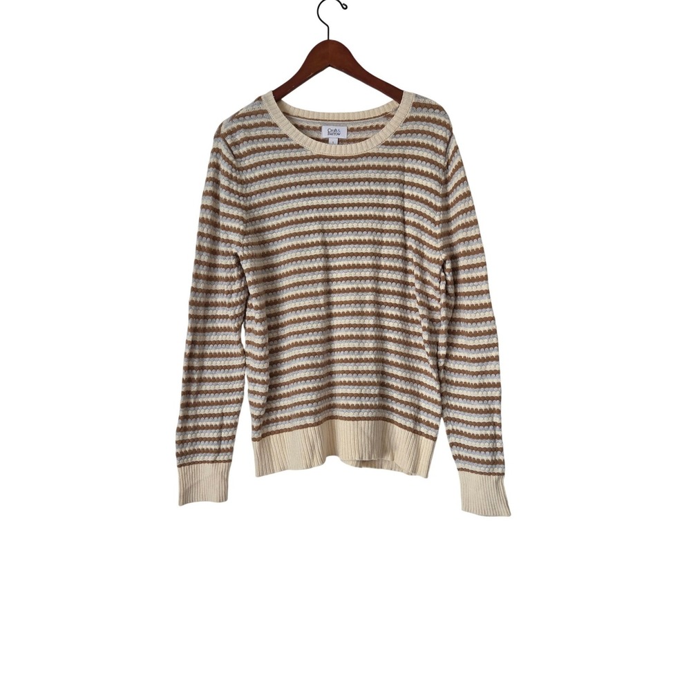 Croft & Barrow Textured Stripe Crewneck Sweater Neutral Size L Grandmacore
